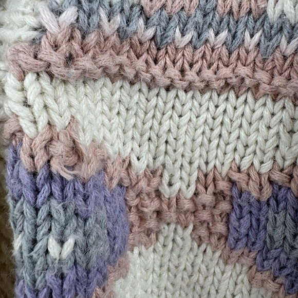 Vtg Marsh Landing Hand Knit Cardigan M Pastel Aztec 80s Ramie Cotton Sweater - Picture 8 of 16